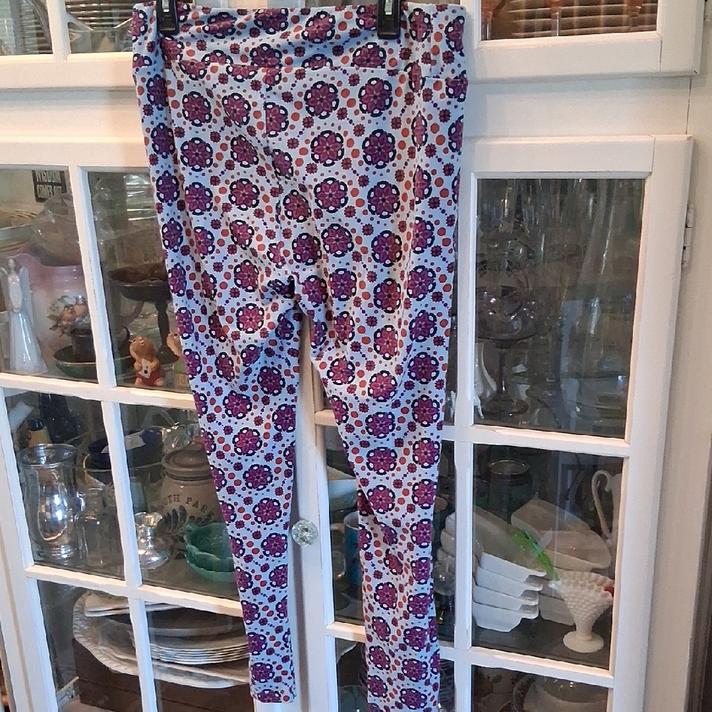 LuLaRoe Blue and Purple Floral Leggings